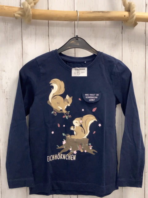   Langarmshirt Gr. 128  blau Eichöhrnchen