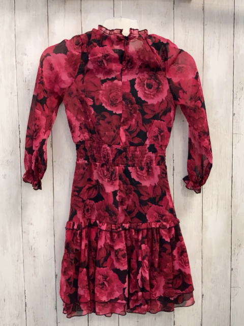 BonPrix  Kleid  Gr. 128  schwarz weinrot rosa Rosen 