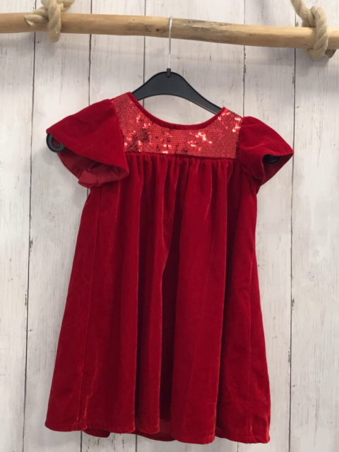 H&M Kleid  Gr. 98  rot Samt Pailetten 