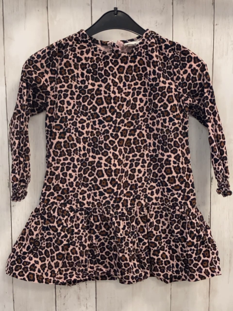  Kleid  Gr. 110  rosa Rippen  schwarz braun leoprint 