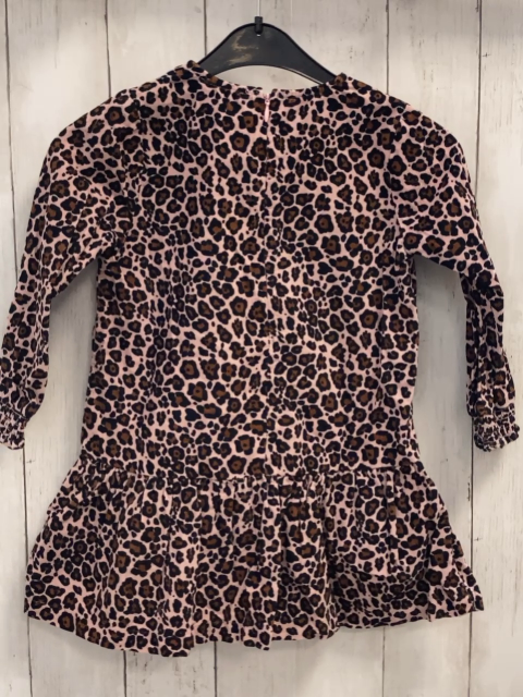  Kleid  Gr. 110  rosa Rippen  schwarz braun leoprint 