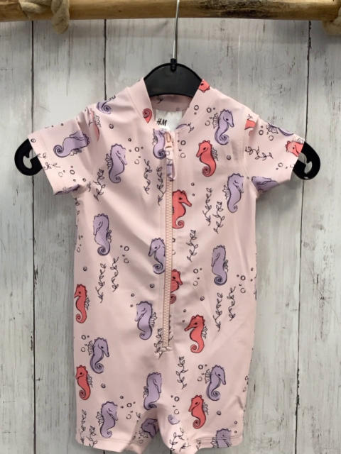 H&M  UV-Schutzoverall Gr. 74  rosa bunte Seepferdchen 