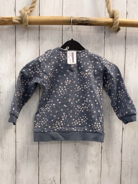 H&M  Pullover  Gr. 92  grau Kragen mit Rüschenbund Blumen 