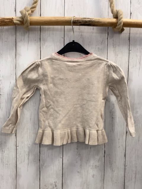   Pullover  Gr. 86  beige Strick Pailettentierkopf 