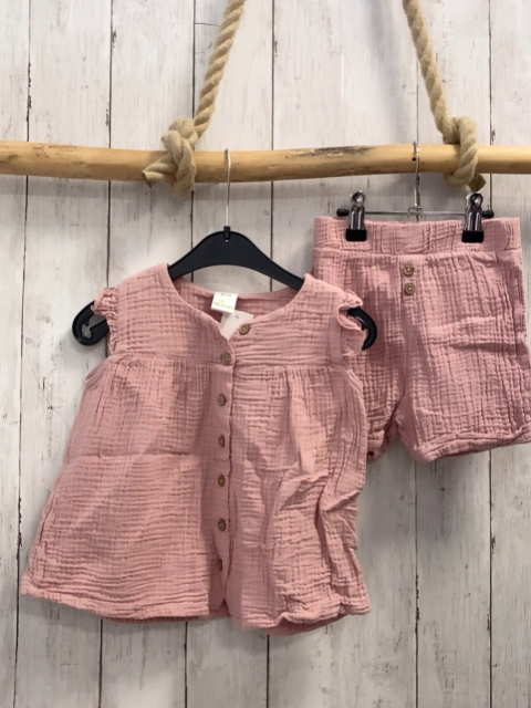2tlg  Sommerbluse + Shorts  Gr. 92  rosa Struktur 