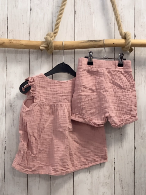 2tlg  Sommerbluse + Shorts  Gr. 92  rosa Struktur 