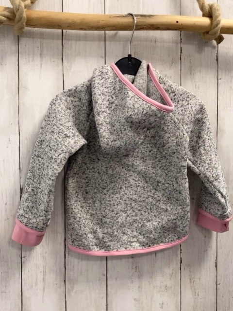 H&M  Strickjacke  Gr. 92  grau hellgrau meliert rosa Bund + Reißverschuss 