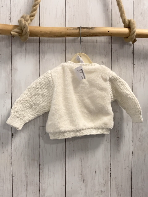   Strickjacke  Gr. 68  weiß Plüsch + Strickärmel 