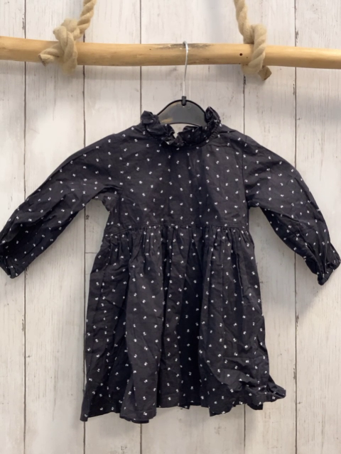 H&M  Kleid  Gr. 80  dunkelgrau weiße Blumen 