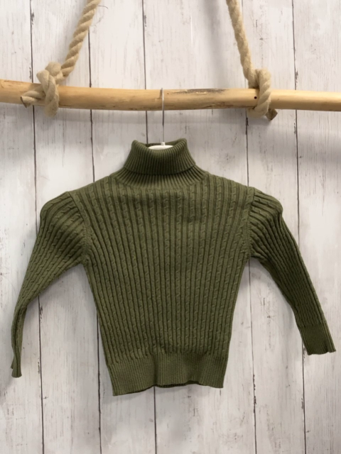  Pullover  Gr. 92  oliv Strick Rippen Rollkragen 
