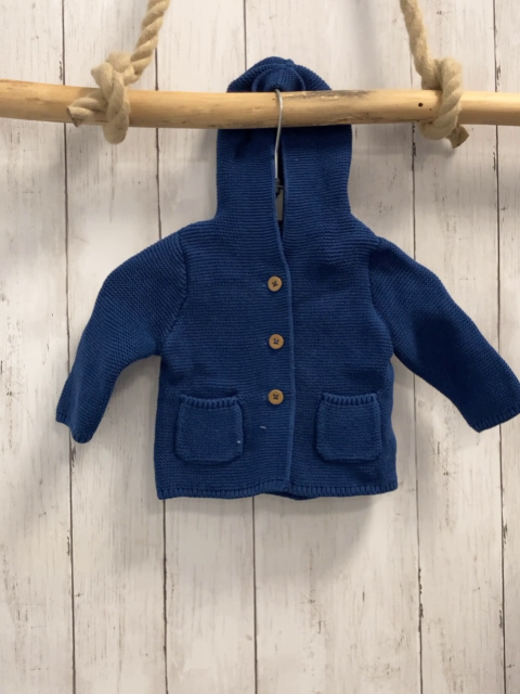   Strickjacke  Gr. 62  blau Kapuze 