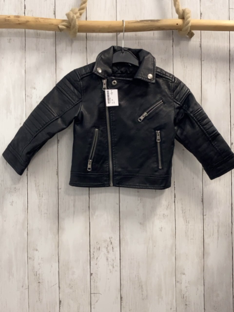  Lederjacke  Gr. 92  schwarz graue Reißverschlüsse 