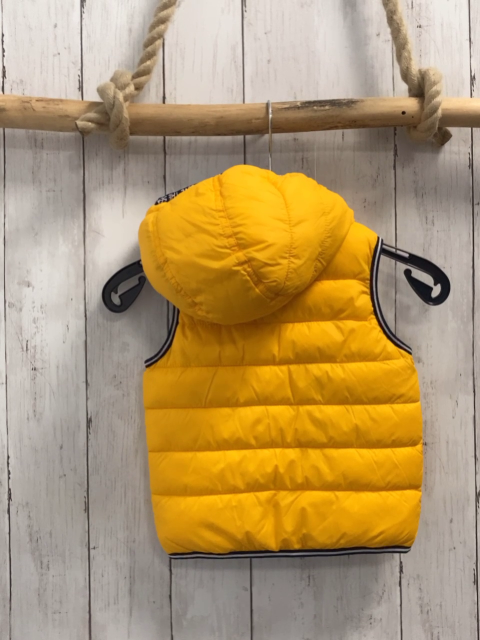   Wende-Weste  Gr. 80  gelb / blau Kapuze Bund mit weißer Srift 