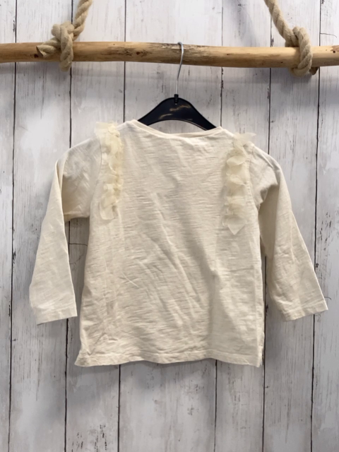 Zara  Langarmshirt  Gr. 110  creme Blume mit golden Glitzer Rüschen