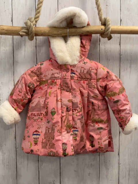 Oilily  Winterjacke  Gr. 74  rosa Märchenmotive creme Plüschfutter 