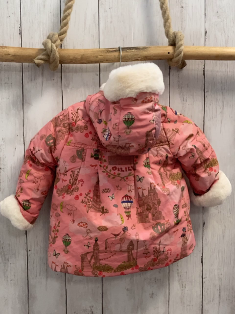 Oilily  Winterjacke  Gr. 74  rosa Märchenmotive creme Plüschfutter 