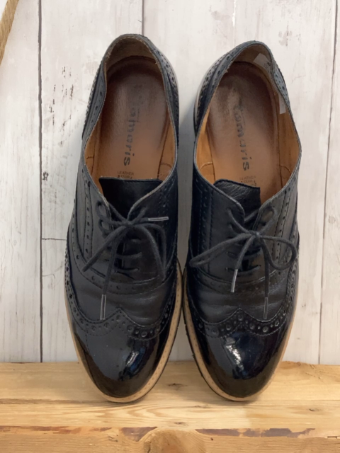 Tamaris Schuhe Gr. 41  schwarz Leder und Lackanteil