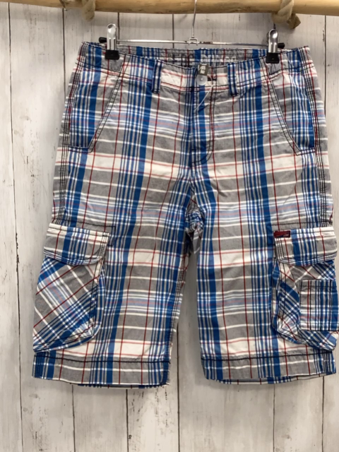 Esprit  Shorts  Gr. 164  weiß hellgrau blau rot kariert Bund verstellbar 