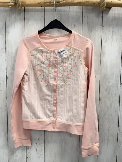 Oilily  Sweatjacke  Gr. 140  weiß lachs Streifen mit Blumen lachs Ärmel 