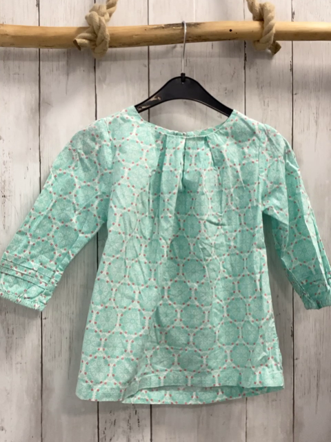 vertbaudet  Bluse  Gr. 128  weiß mint Kreise rote Quadrate 