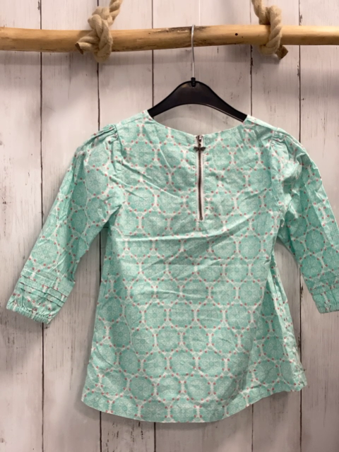 vertbaudet  Bluse  Gr. 128  weiß mint Kreise rote Quadrate 