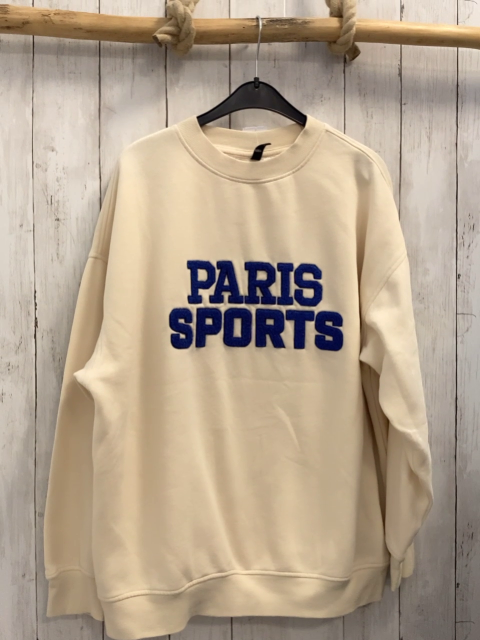 H&M Pullover Gr. S  creme blaue Plüschschrift