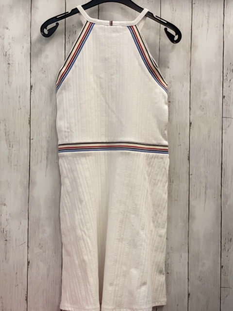 Tommy Hilfiger  Kleid  Gr. 152  weiß Rippen + weiß beige schwarz rot hellblaue Streifen 