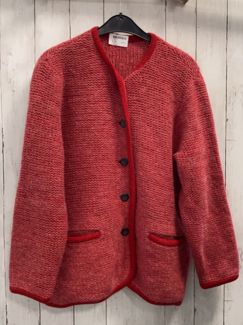   Strickjacke Gr. M rot große Maschen Trachtenstil 