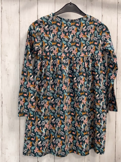 Vertbaudet  Kleid  Gr. 140  dunkelgrün Leoparden bunte Blätter 