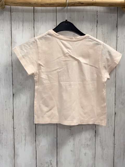 Mango T-Shirt  Gr. 116  creme Pailettenerdbeere Schrift 