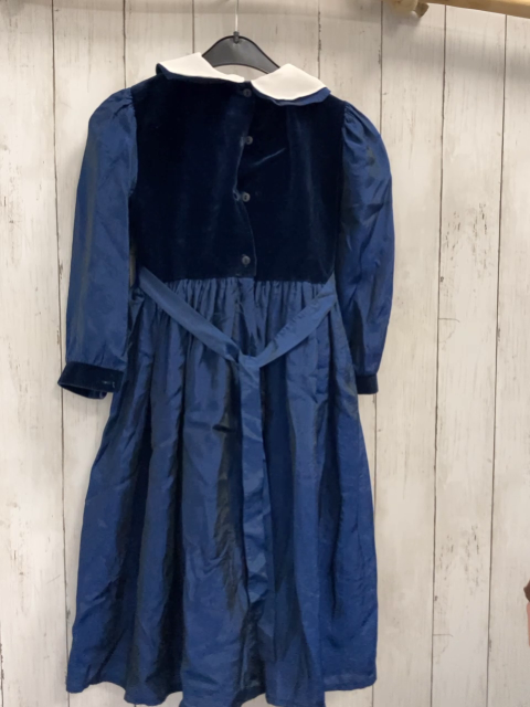   Kleid  Gr. 140  bau Samtoberteil mit Rosetten glänzender Stoff 