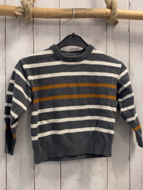Okaidi Pullover Gr. 110  grau weiß ocker gestreift Strick
