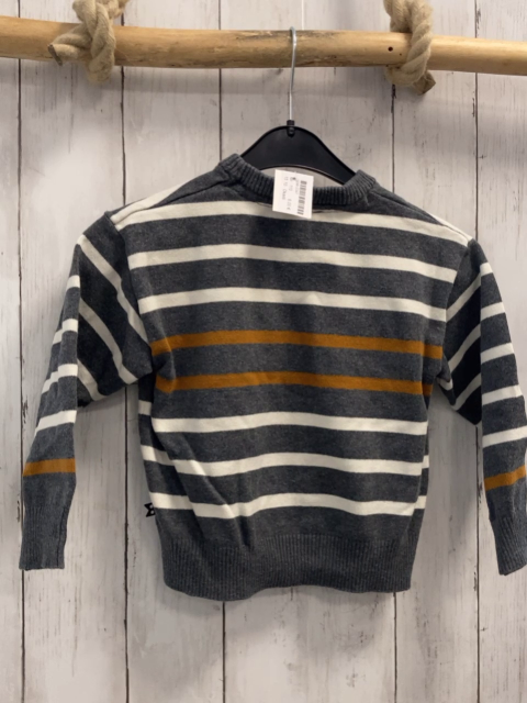 Okaidi Pullover Gr. 110  grau weiß ocker gestreift Strick