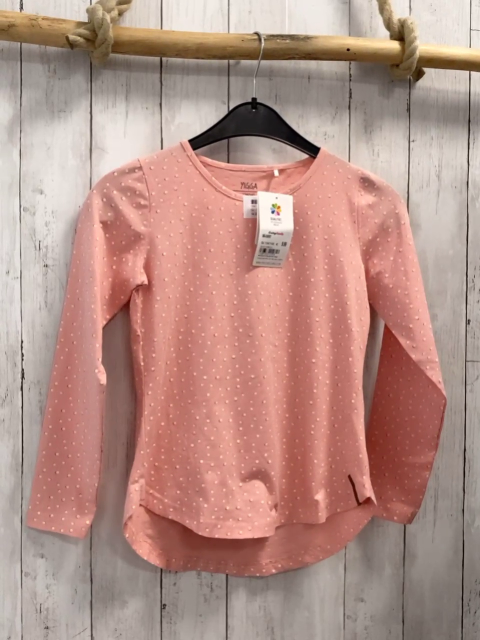 neu  Langarmshirt  Gr. 134/140  rosa beige Punkte 