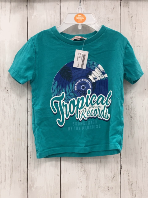 Boboli  T-Shirt  Gr. 92  türkis Schallplatte Schrift 