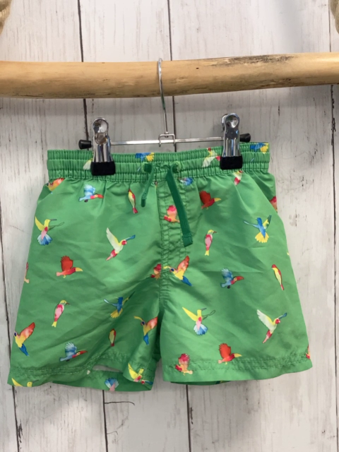H&M Badeshorts Gr. 74  grün bunte Vögel Kordel