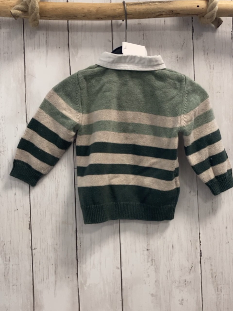 Mayoral Pullover Gr. 80  grün beige Streifen weißer Kragen Strick
