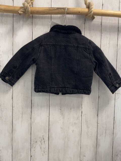 Zara  Jeansjacke  Gr. 80  dunkelgrau Jeans schwarzer Teddykragen 