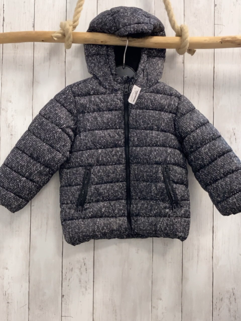 Benetton  Winterjacke  Gr. 98  grau hellgraue Punkte 