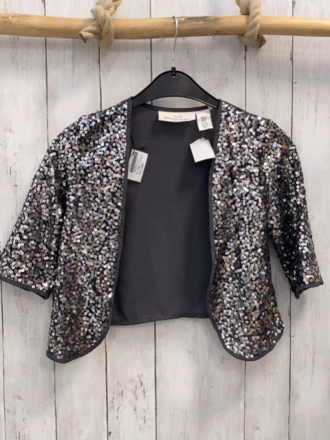 H&M  Paielttenjacke  Gr. 134  grau silber Pailetten 