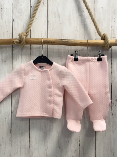 DKNY 2tlg Sweatjacke + Hose Gr. 56  rosa Struktur 