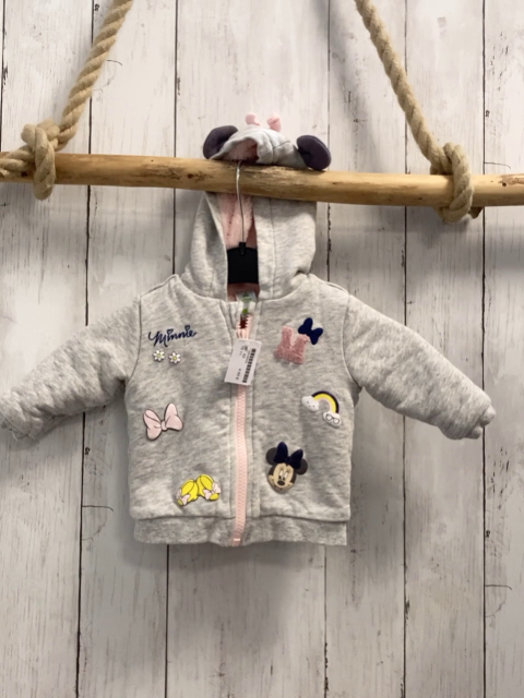  Sweatjacke Gr. 62  grau rosa Reißverschluss Kapuze Plüschfutter