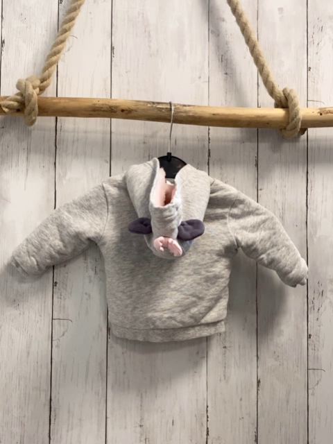  Sweatjacke Gr. 62  grau rosa Reißverschluss Kapuze Plüschfutter