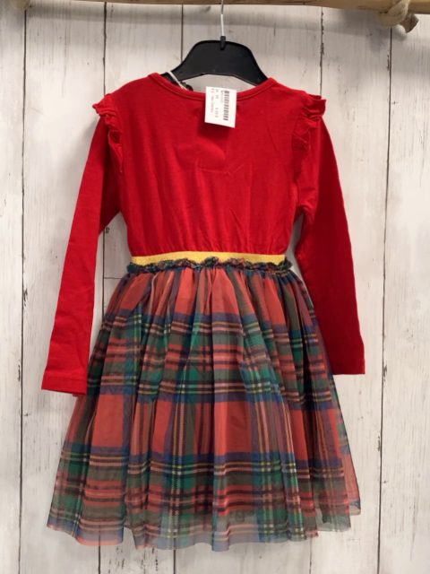 neu Disney  Kleid  Gr. 98   rotes Oberteil mit Minnie Mouse karierter Rock goldenes Glitzergürtelband 