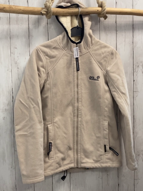 Jack Wolfskin Fleecejacke Gr. 34  beige schwarzer Bund
