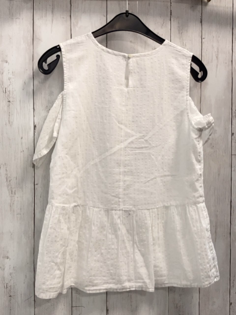 Abercrombie  Sommerbluse  Gr. 158/164  weiß Lochstickerei silber Streifen Gr 15/16