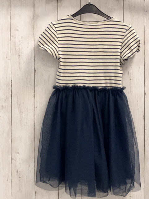   Kleid  Gr. 116  weiß blau gestreiftes Oberteil mit Glitzerkirschenblauer Tüllrock