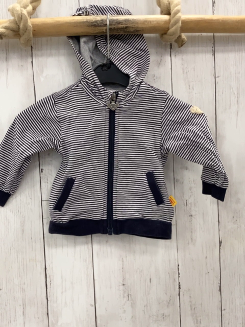 Steiff Sweatjacke Gr. 62  schwarz weiß gestreift Kapuze