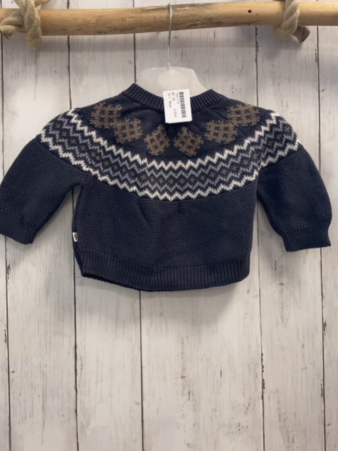 Müsli  Pullover  Gr. 62  grau + weiß hellgrau braunes Muster mit Rauten Strick 