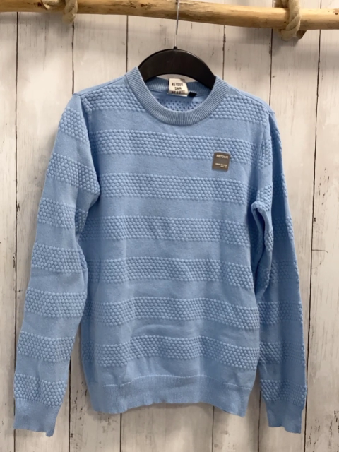 Retour  Pullover  Gr. 152  hellblau Strick Streifen mit Wabenmusrter 